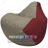 Бескаркасное кресло мешок Груша Г2.3-0221 (светло-серый, бордовый)